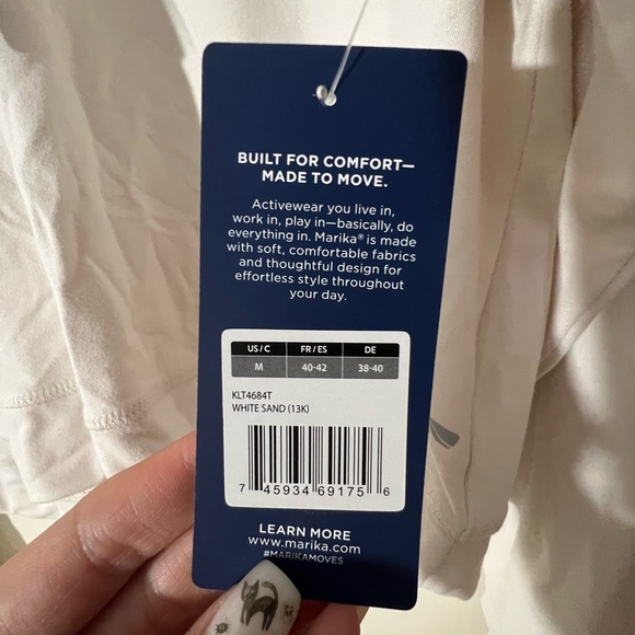 Marika Activewear - beige long sleeve slightly cropped top - Picture 3 of 10